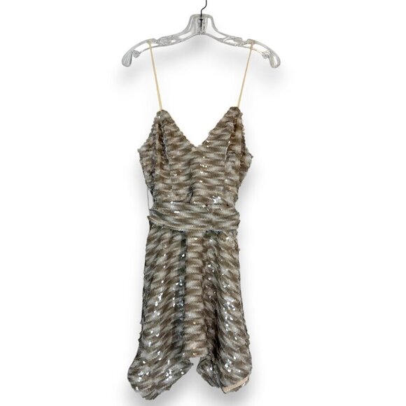 Sequin Dress Tan Cream Cocktail Semi Formal XS - Picture 1 of 11